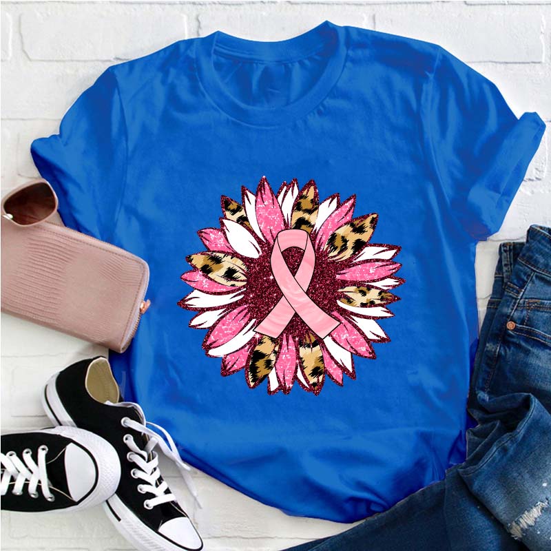 Sunflower Ribbon Awareness Teacher T-Shirt