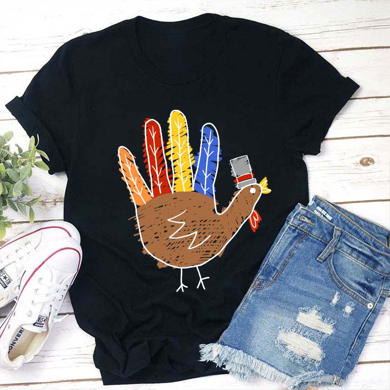 Hand Painted Turkey Teacher T-Shirt