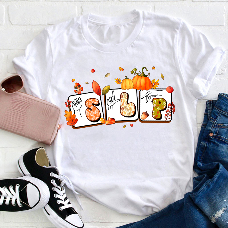 Fall Pumkin Slp Teacher T-Shirt