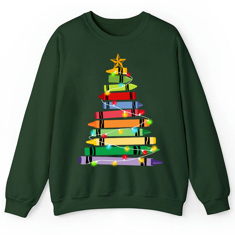 Crayons Tree Colored Ligths Teacher Sweatshirt