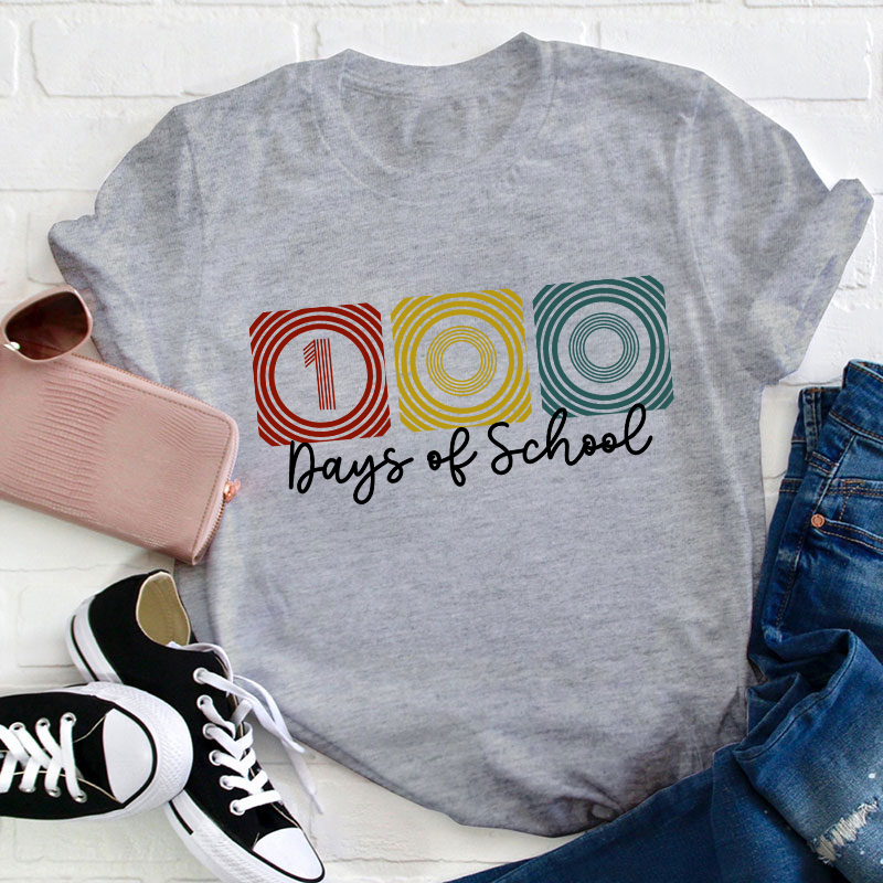 100 Days Of School Line Pattern Teacher T-Shirt