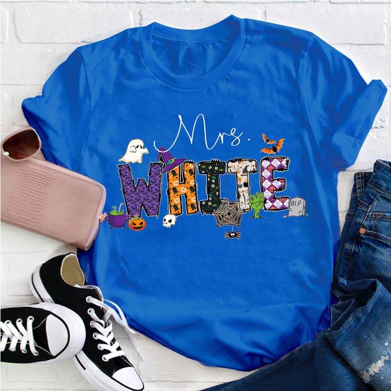 Personalized Name Happy Halloween Teacher T-Shirt