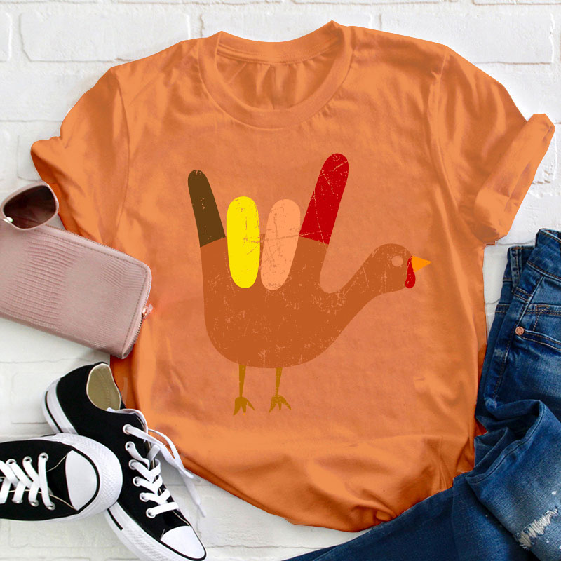 Love Peace And Turkey Teacher T-Shirt