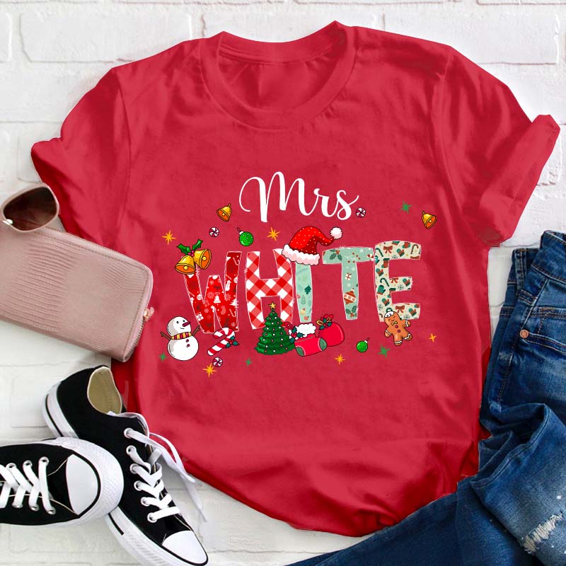 Personalized Name Christmas Atmosphere Teacher T-Shirt