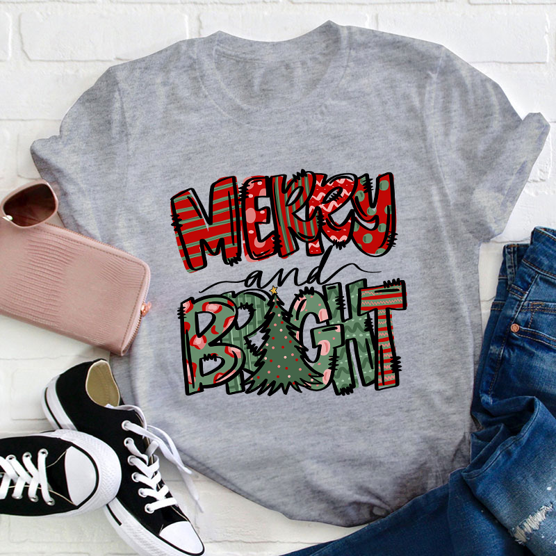 Merry And Bright Teacher T-Shirt