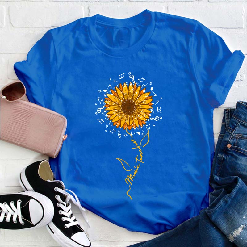 Music Teacher Sunflower Teacher T-Shirt