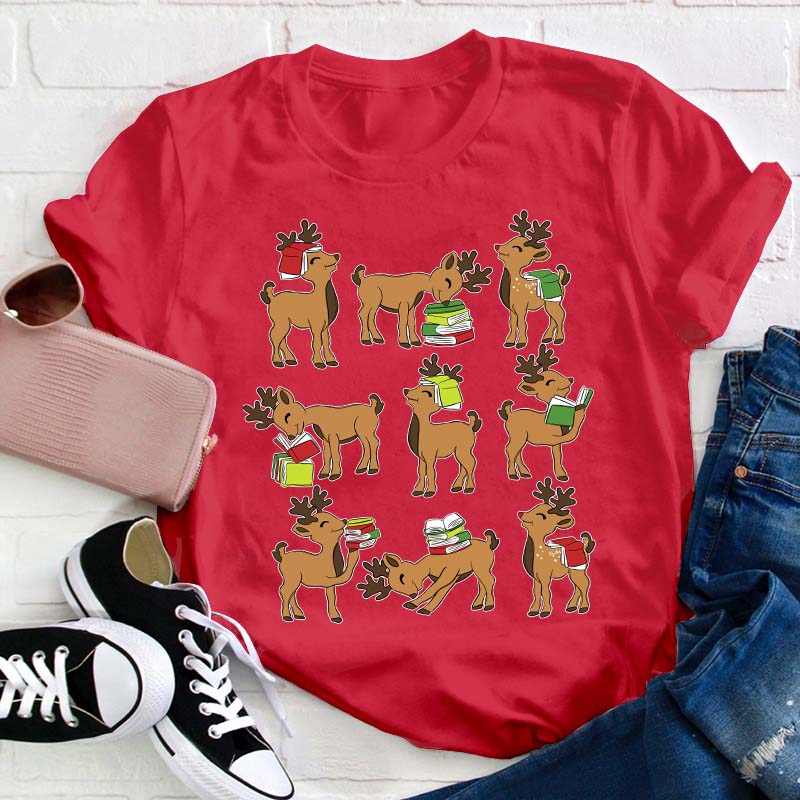 Reindeer Reading Teacher T-Shirt