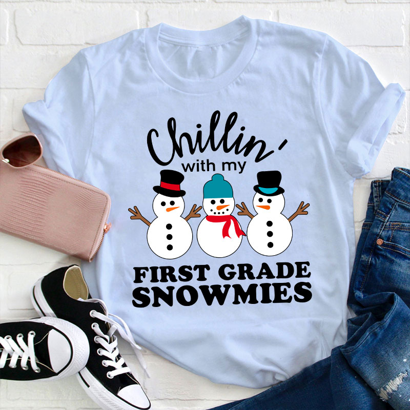 Personalized Grade Chillin' With My Snowmies Teacher T-Shirt