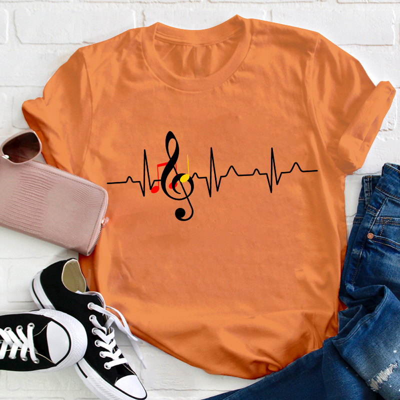 Music Stirs My Heartbeat Teacher T-Shirt