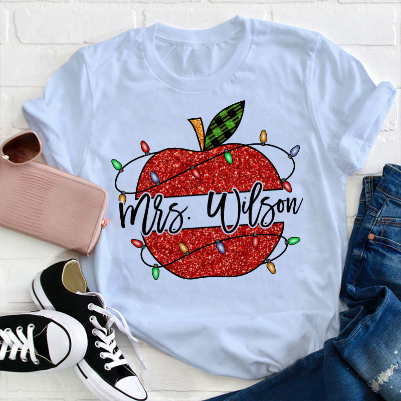 Personalized Shining Apple Teacher T-Shirt