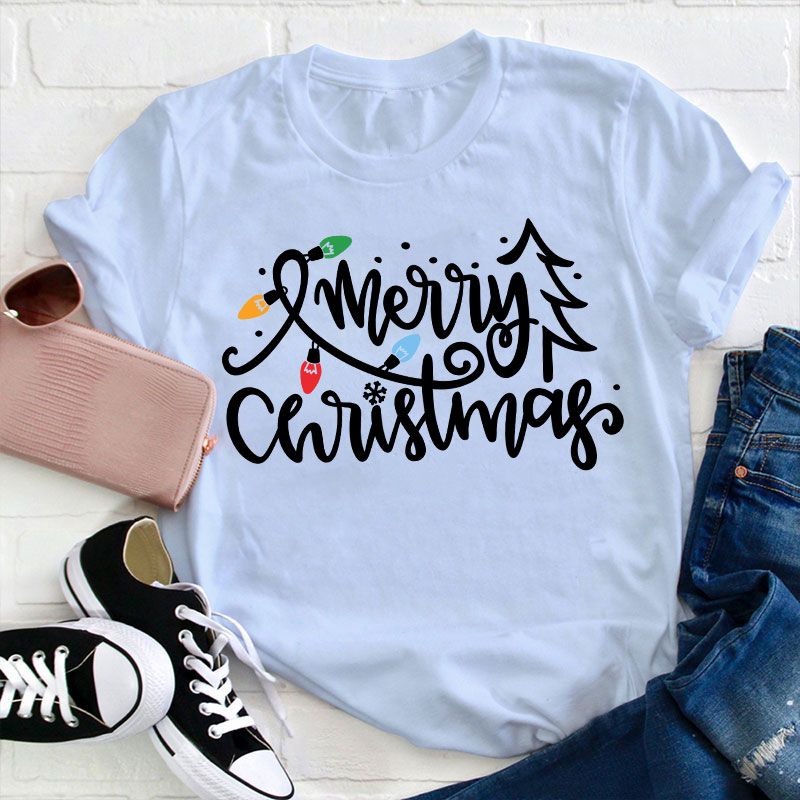 Merry Christmas Lights Teacher T-Shirt