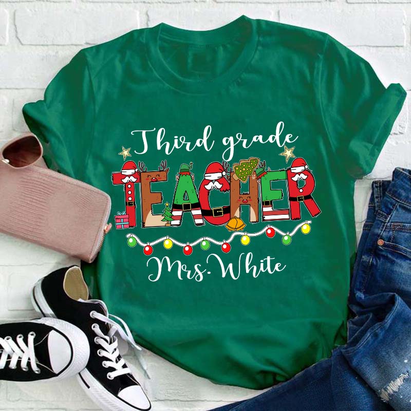 Personalized Christmas Teacher T-Shirt