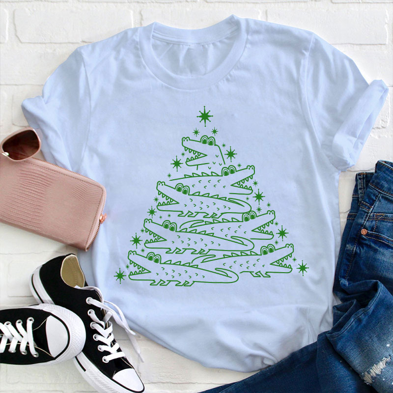Dinosaur Christmas Tree Teacher T-Shirt