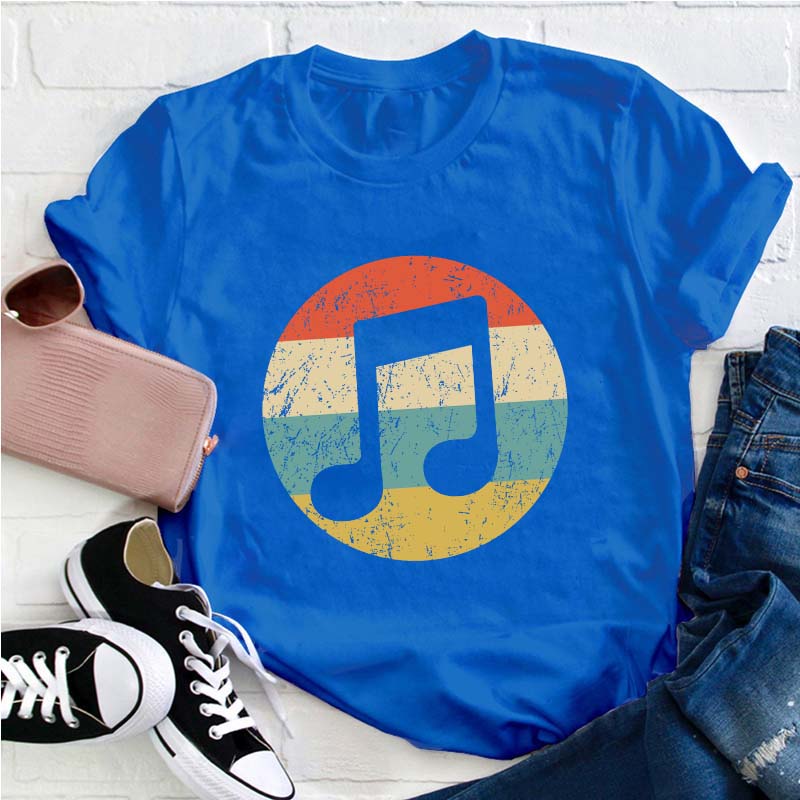 Retro Musical Notes Teacher T-Shirt