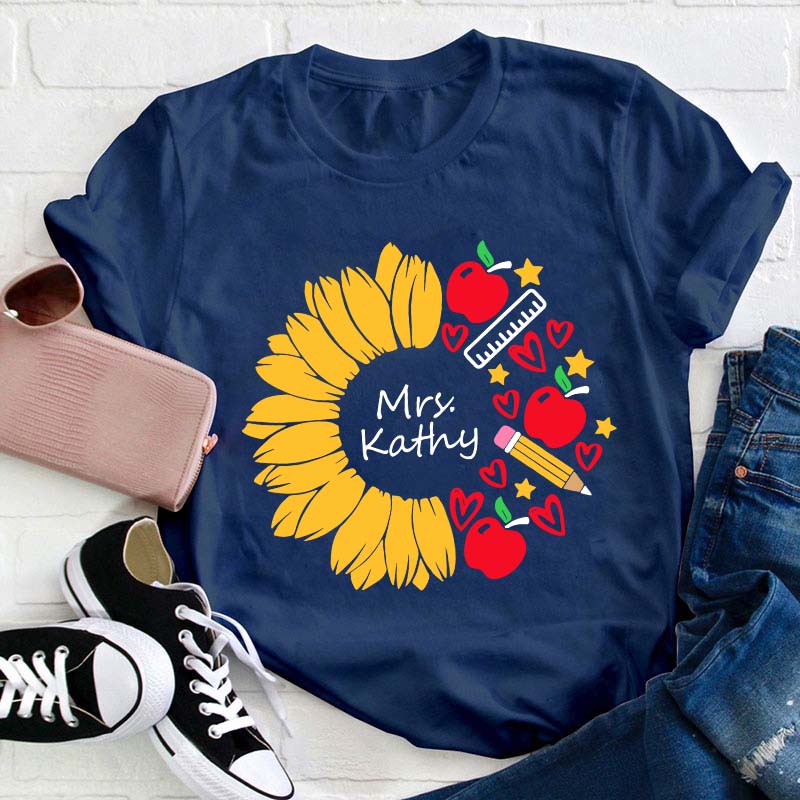 Personalized Sunflower Teacher Life Teacher T-Shirt