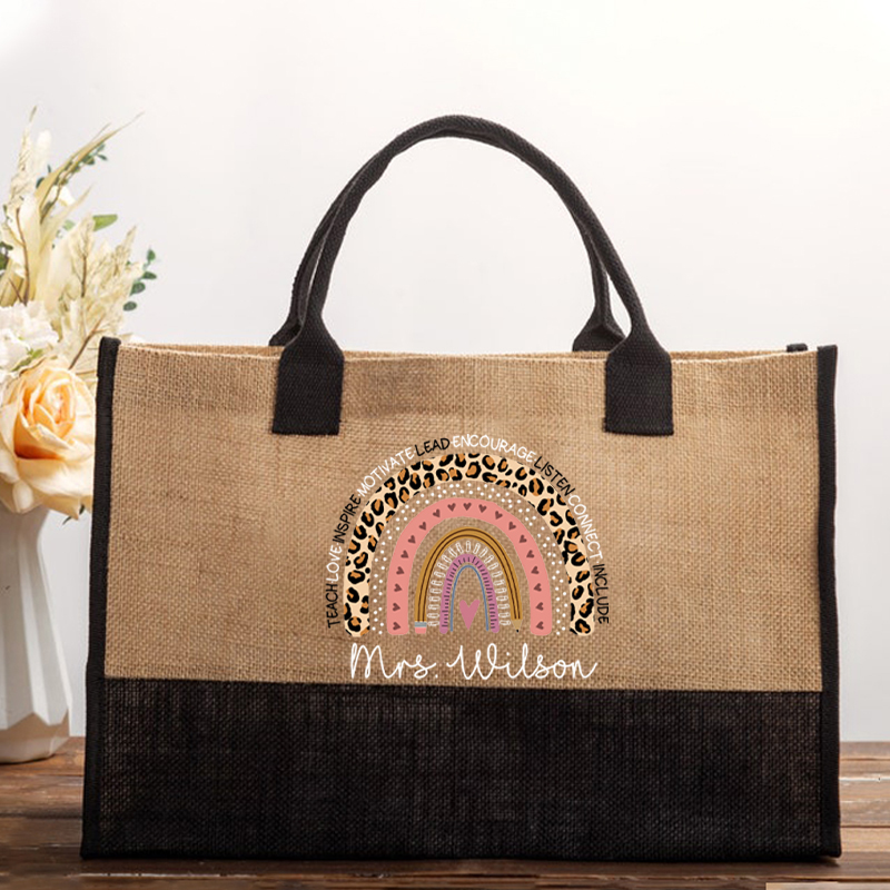 Personalized Name Teach Inspire Lead Teacher Cotton Tote Bag