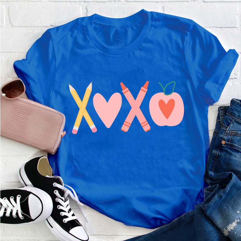Pencil Crayon Apple Teacher T-Shirt