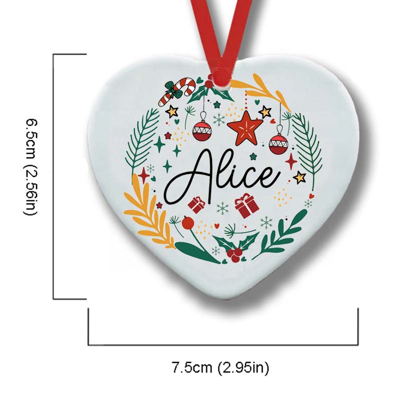 Personalized Name Holly Christmas Ball Teacher Ceramic Christmas Ornament