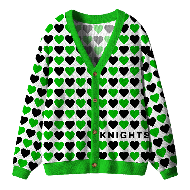 Personalized Mascot Team Name Heart Allover Print Teacher Ugly Cardigan Sweaters