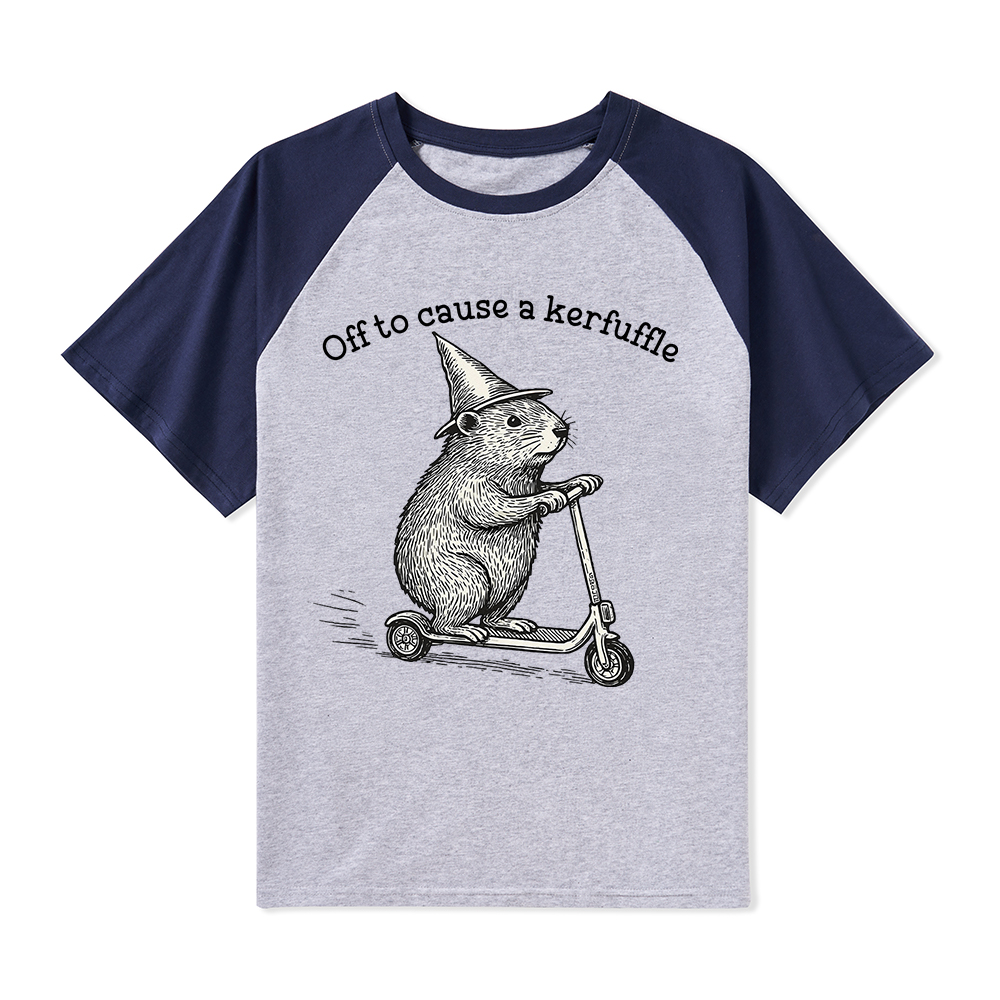 Off To Cause A Kerfuffle Teacher Raglan T-Shirt