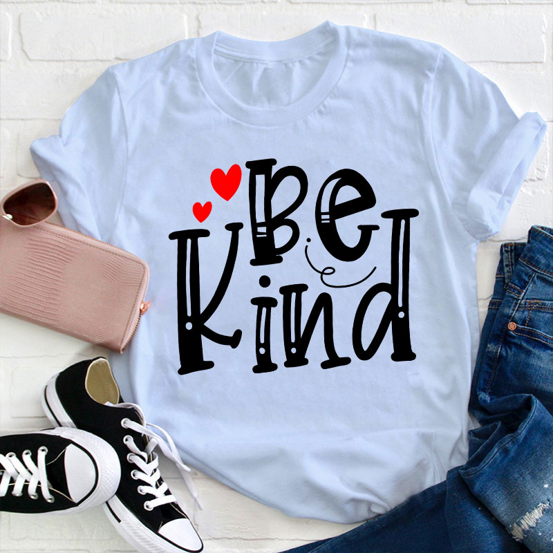 Be Kind Red Heart Teacher T-Shirt