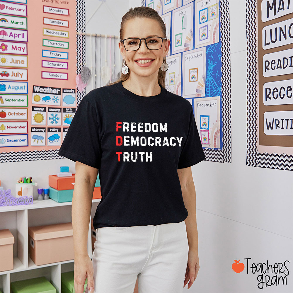 Retro Freedom Democracy Truth Teacher T-Shirt