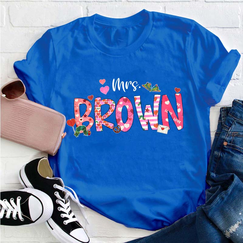 Personalized You Makes My Heart Flutter Butterfly Teacher T-Shirt