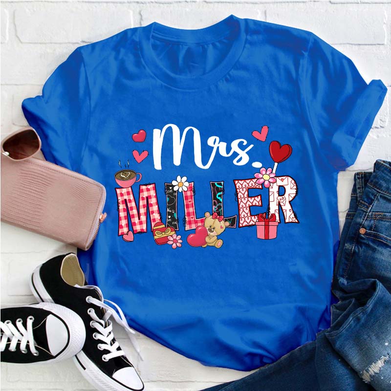 Personalized Valentine Vibe Teacher T-Shirt