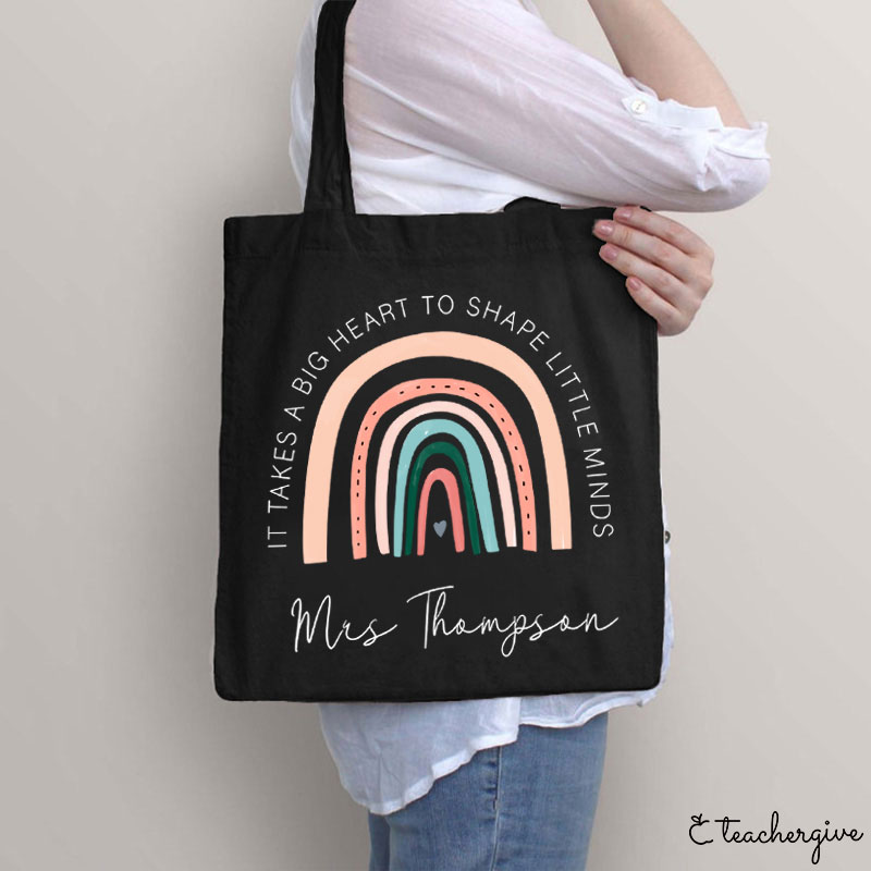 Personalized It Takes A Big Heart To Shape Little Minds Teacher Tote Bag