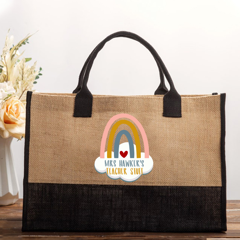 Personalized Name Teacher Stuff Cotton Tote Bag