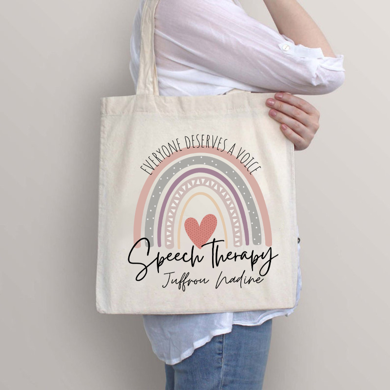 Personalized Teacher Name Everyone Deserves A Voice Teacher Tote Bag