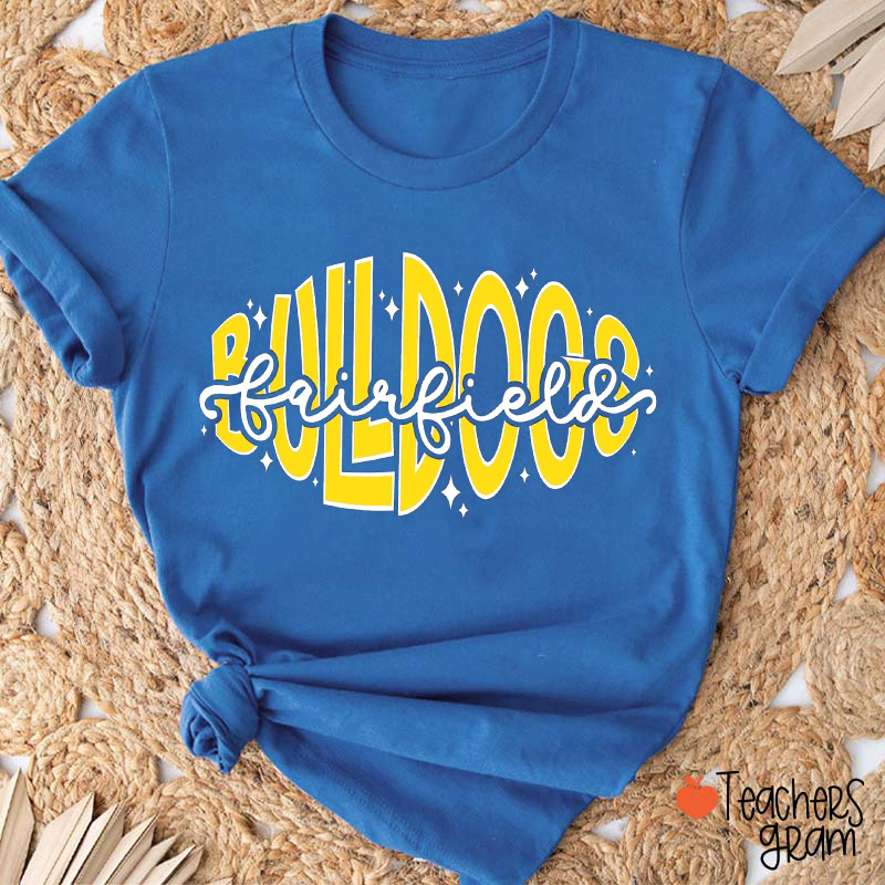 Personalized Mascot And School Name Star Line Teacher T-Shirt