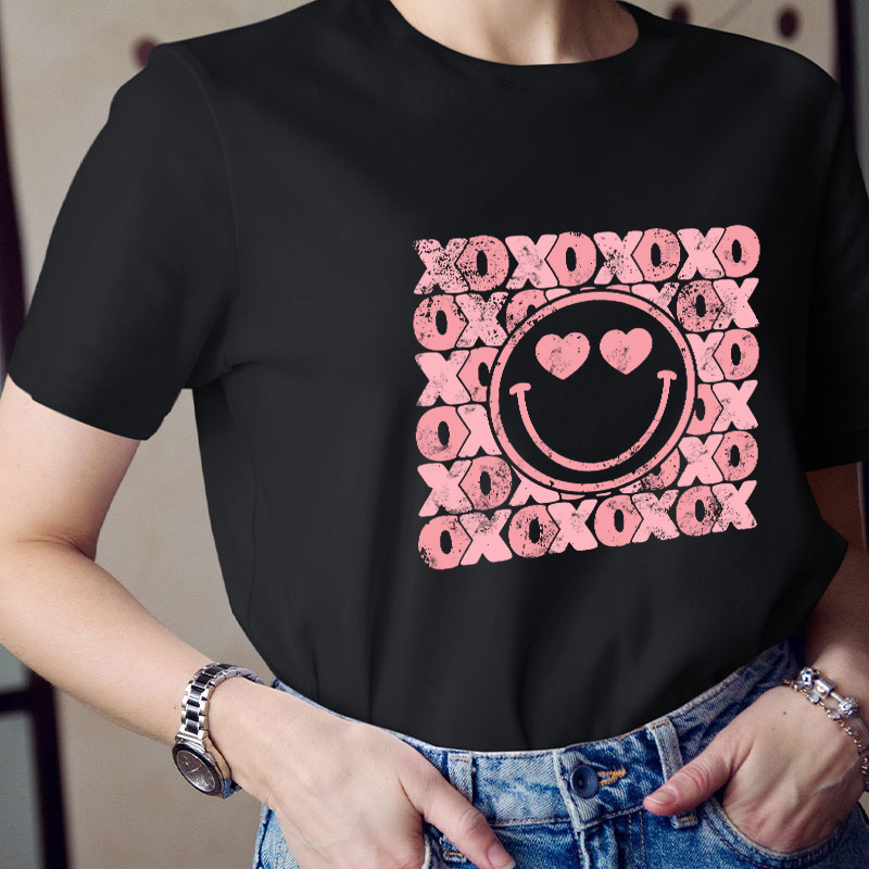 XOXO Smiling Face Teacher T-Shirt