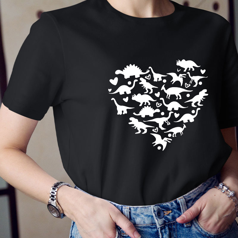 Dinosaur Heart Teacher T-Shirt