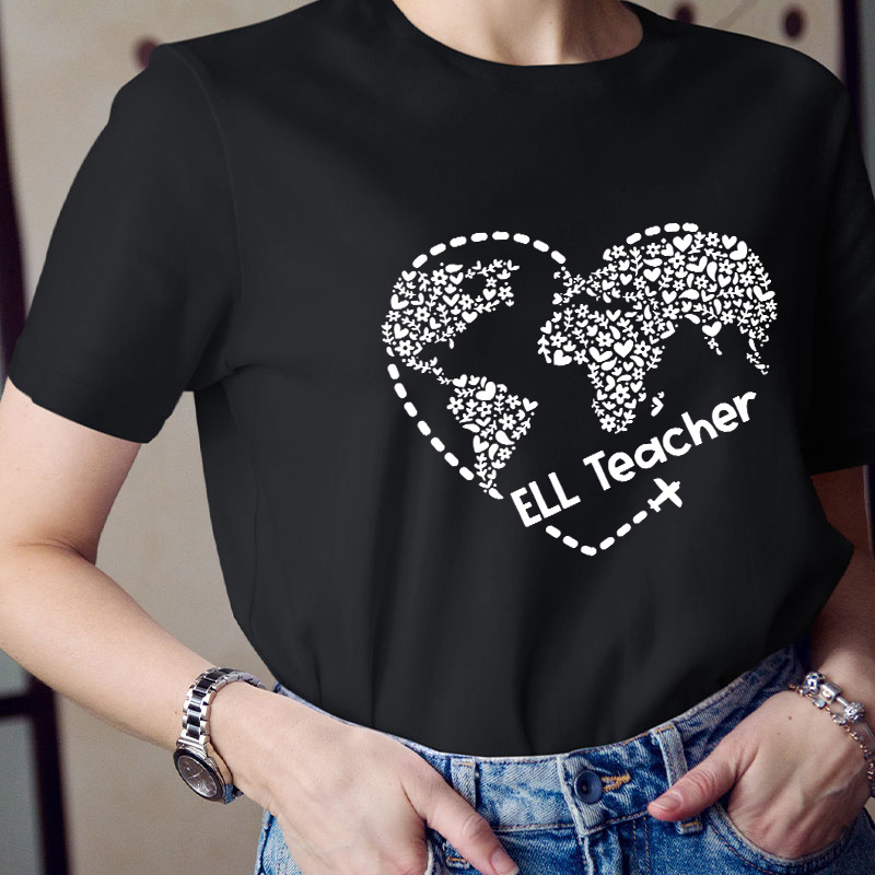 Ell Cute Heart Shape Teacher T-Shirt