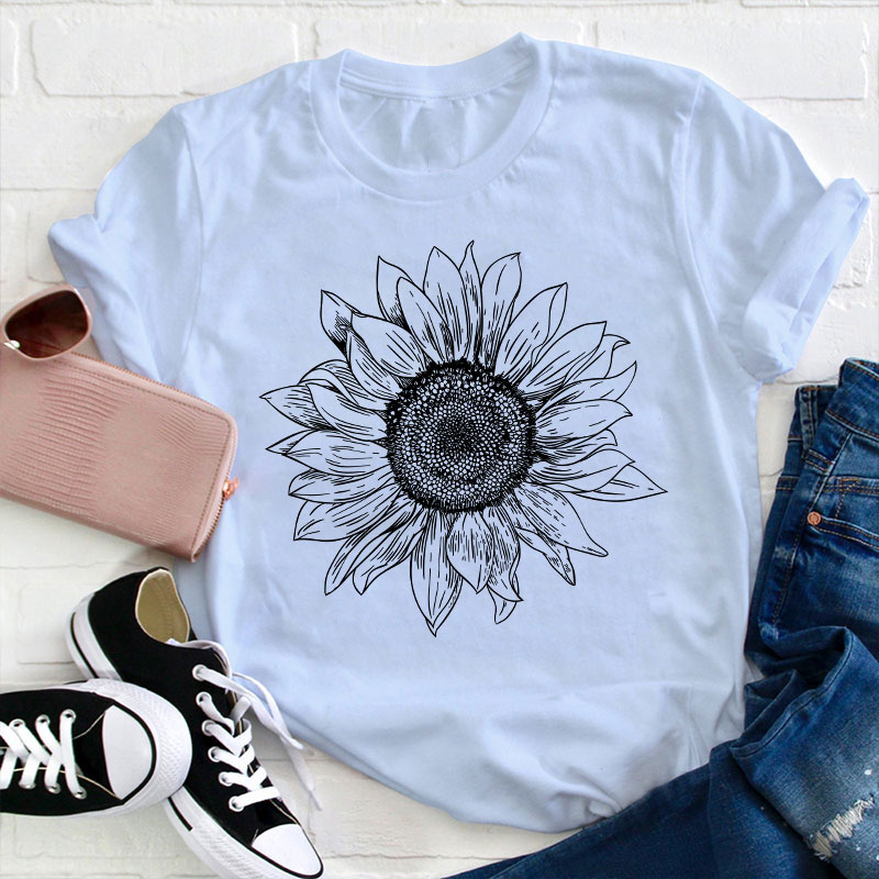 Floral Sunflower Teacher T-Shirt Sale-Teachersgram