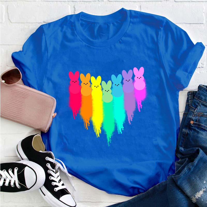 Colorful Easter Peeps Heart Teacher T-Shirt