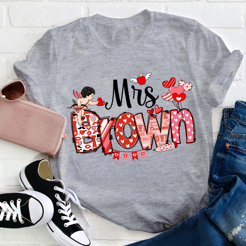 Personalized Valentine Cute Teacher T-Shirt