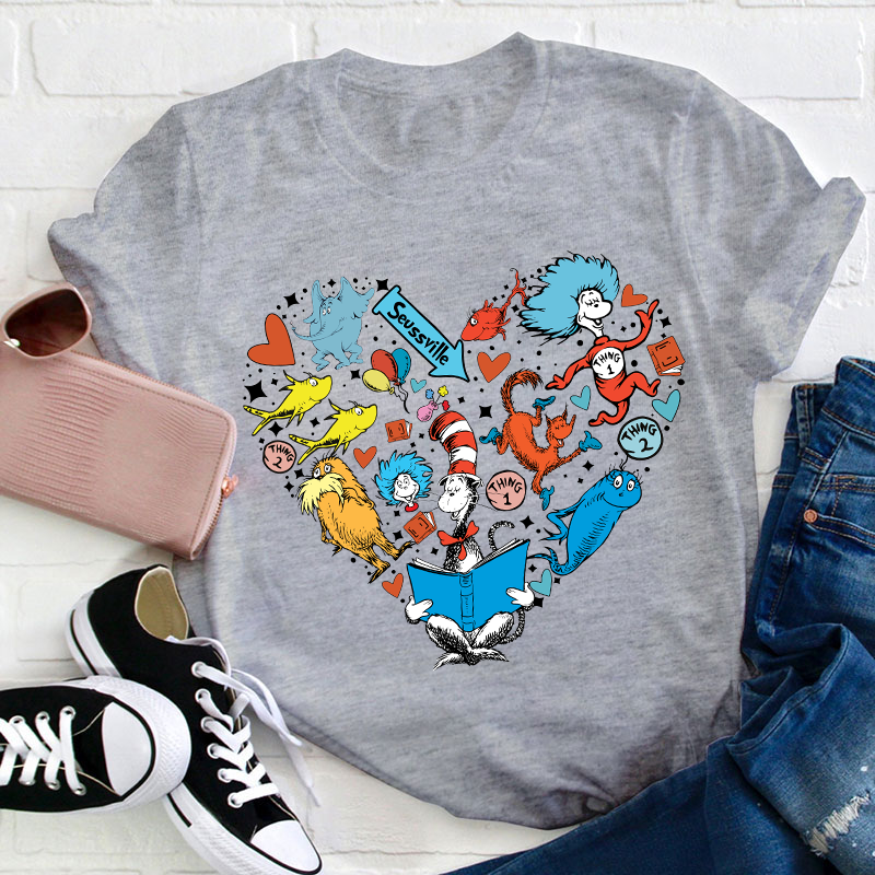 The Cat In The Hat Heart Teacher T-Shirt