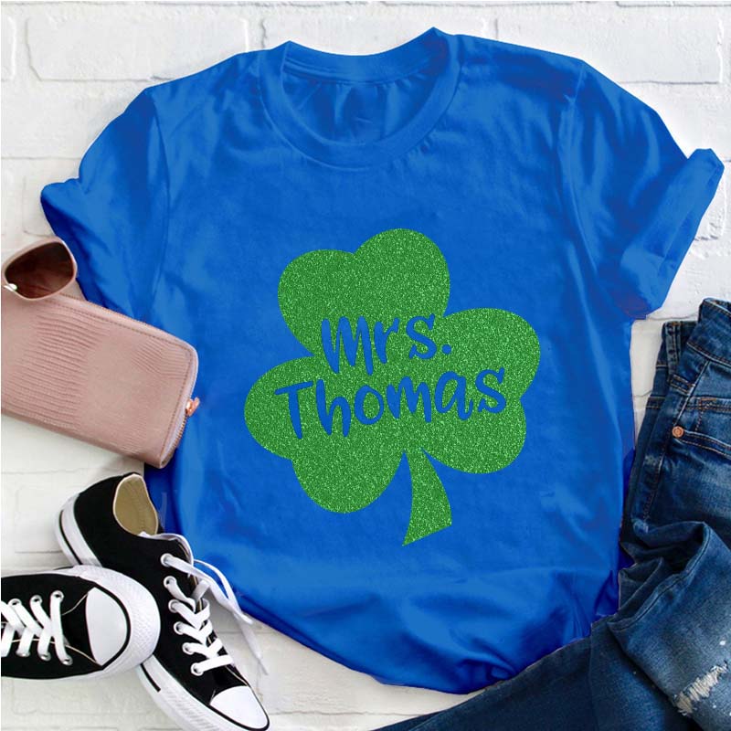 Personalized Name Lucky Shamrock Teacher T-Shirt