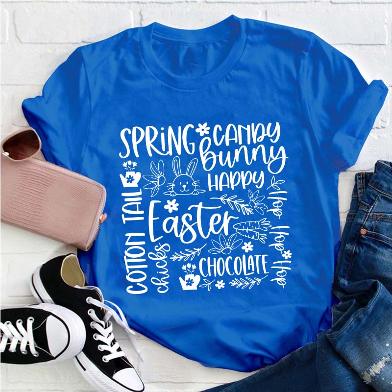 Happy Easter Spring Bunny Teacher T-Shirt