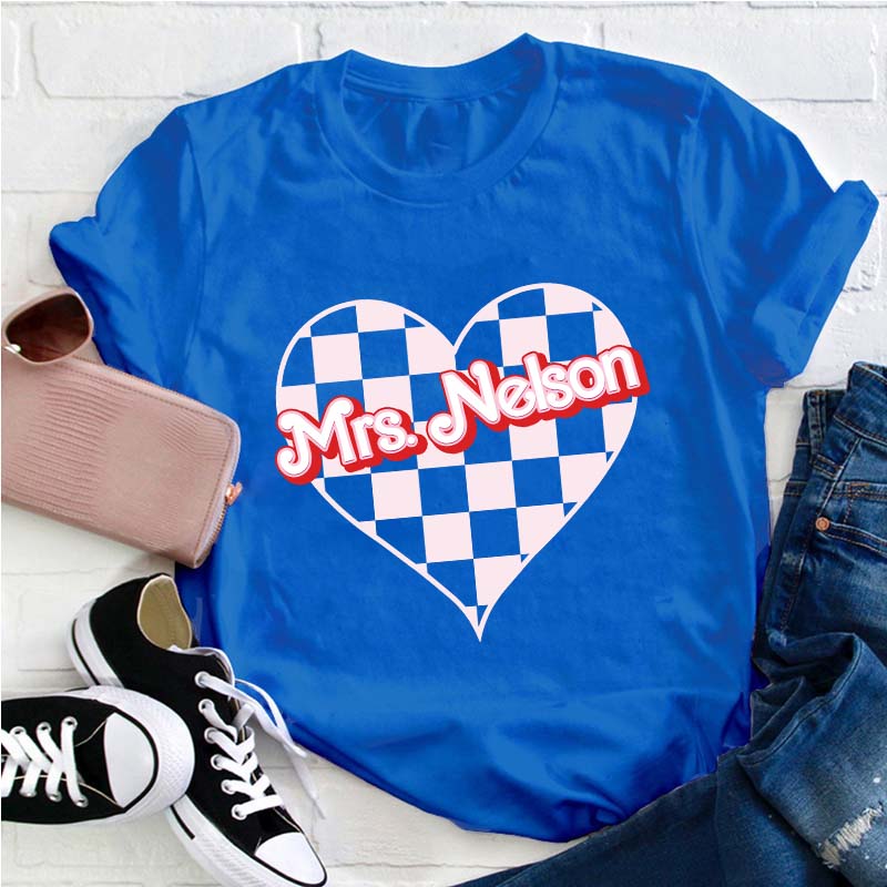 Personalized Name Heart Checker Teacher T-Shirt