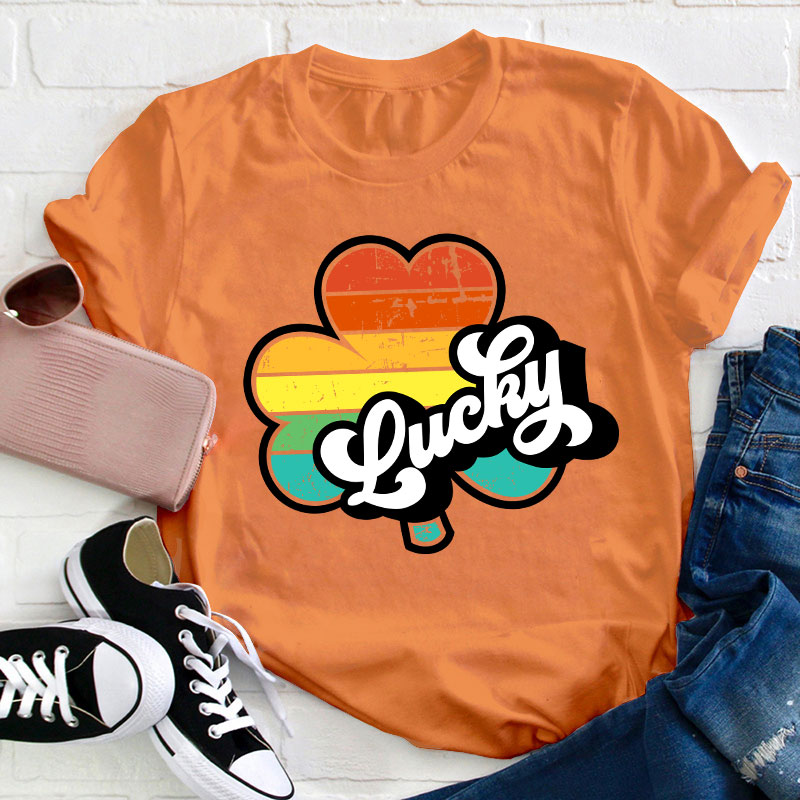 St. Patrick's Day Lucky Retro Teacher T-Shirt