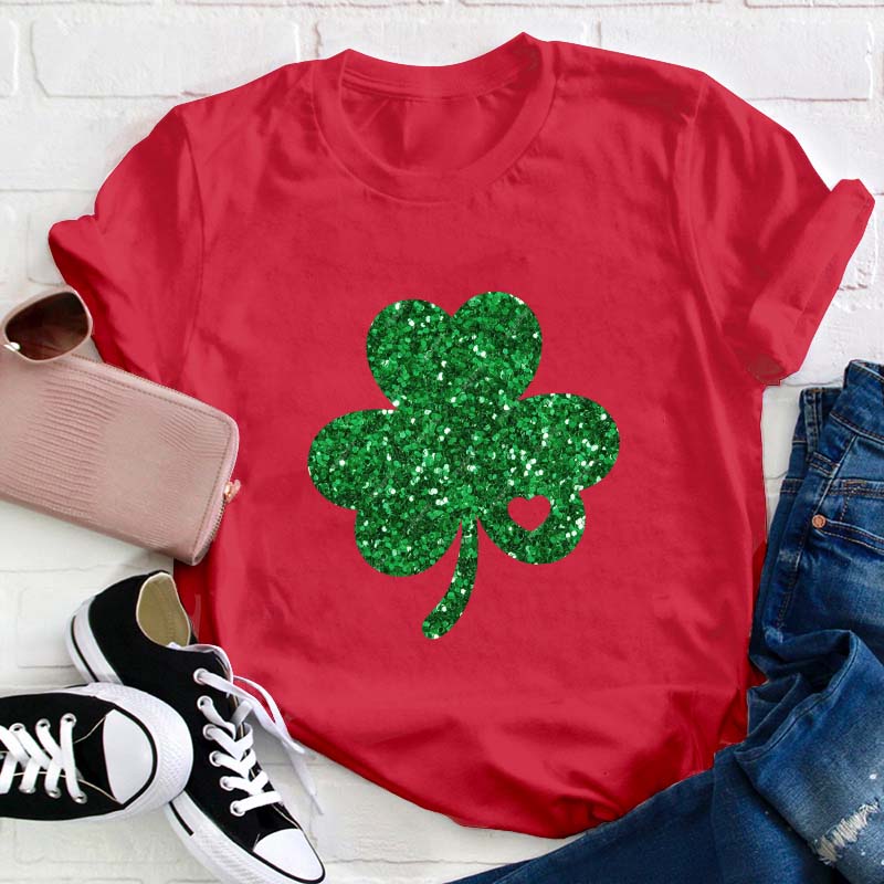 Glitter Shamrock Teacher T-Shirt