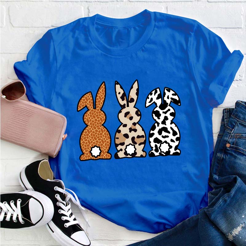 Leopard Bunnies Teacher T-Shirt
