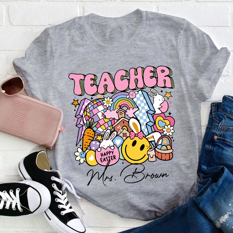 Personalized Name Happy Easter Teacher T-Shirt