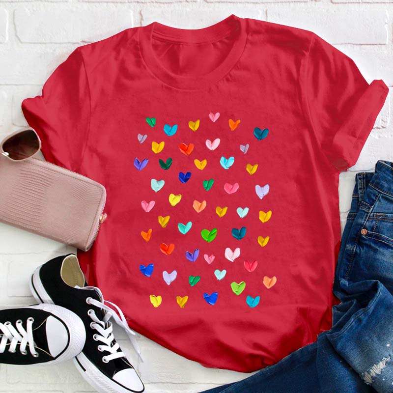 Confetti Hearts Teacher T-Shirt