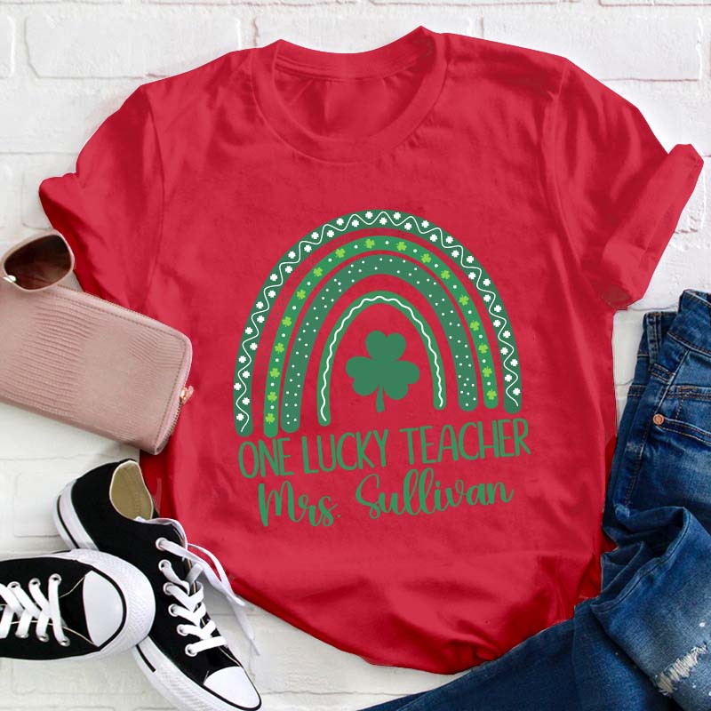 Personalized Rainbow One Lucky Teacher T-Shirt
