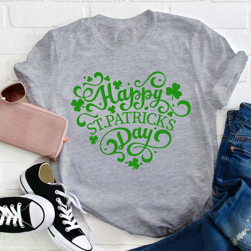St Patricks Day Heart Teacher T-Shirt