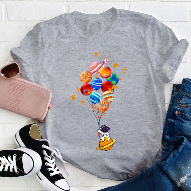 Space Balloon Astronaut Space Teacher T-Shirt